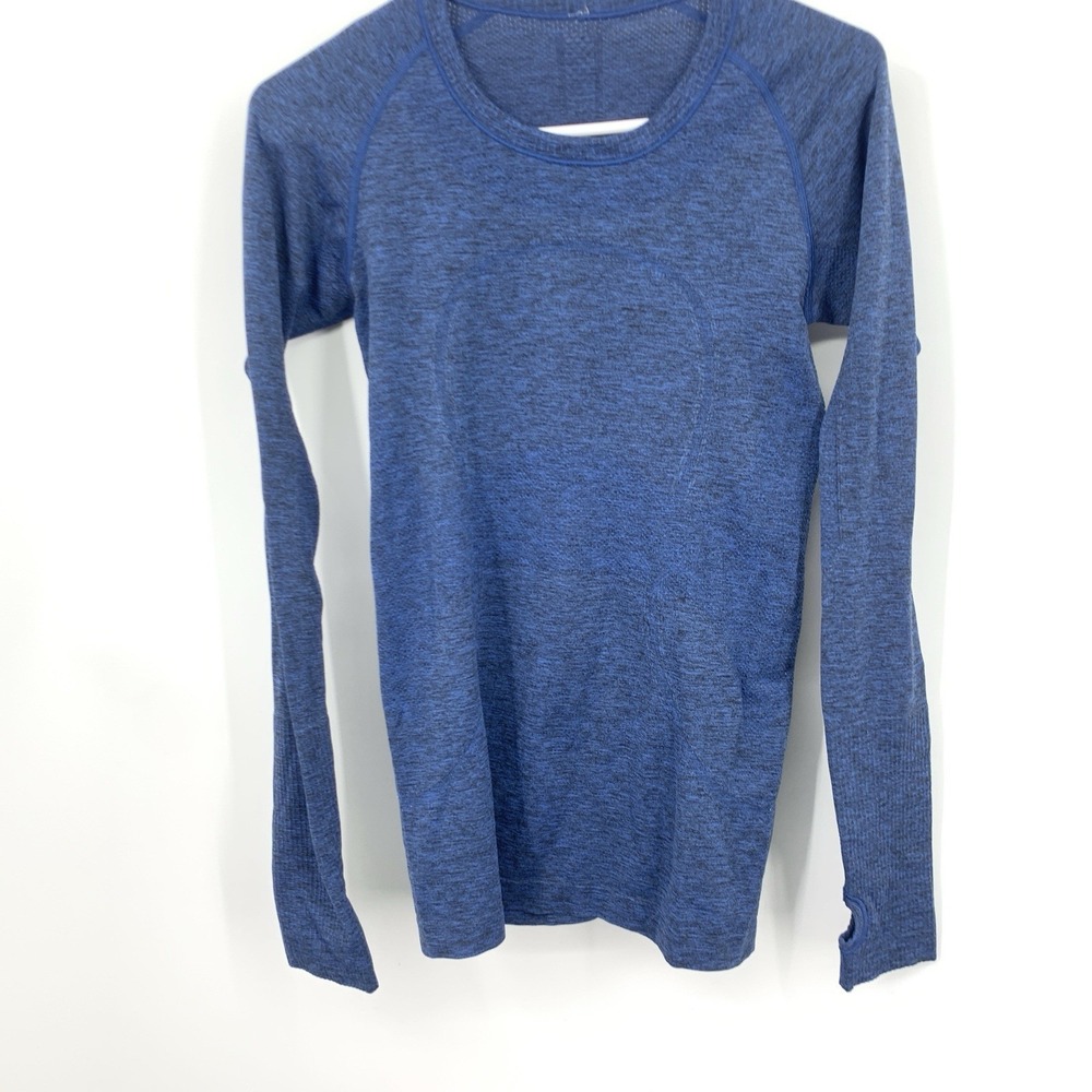 Lululemon Women Size 6 Medium Shirt Blue Swiftly Tech Long Sleeve Top Crew - Picture 2 of 6